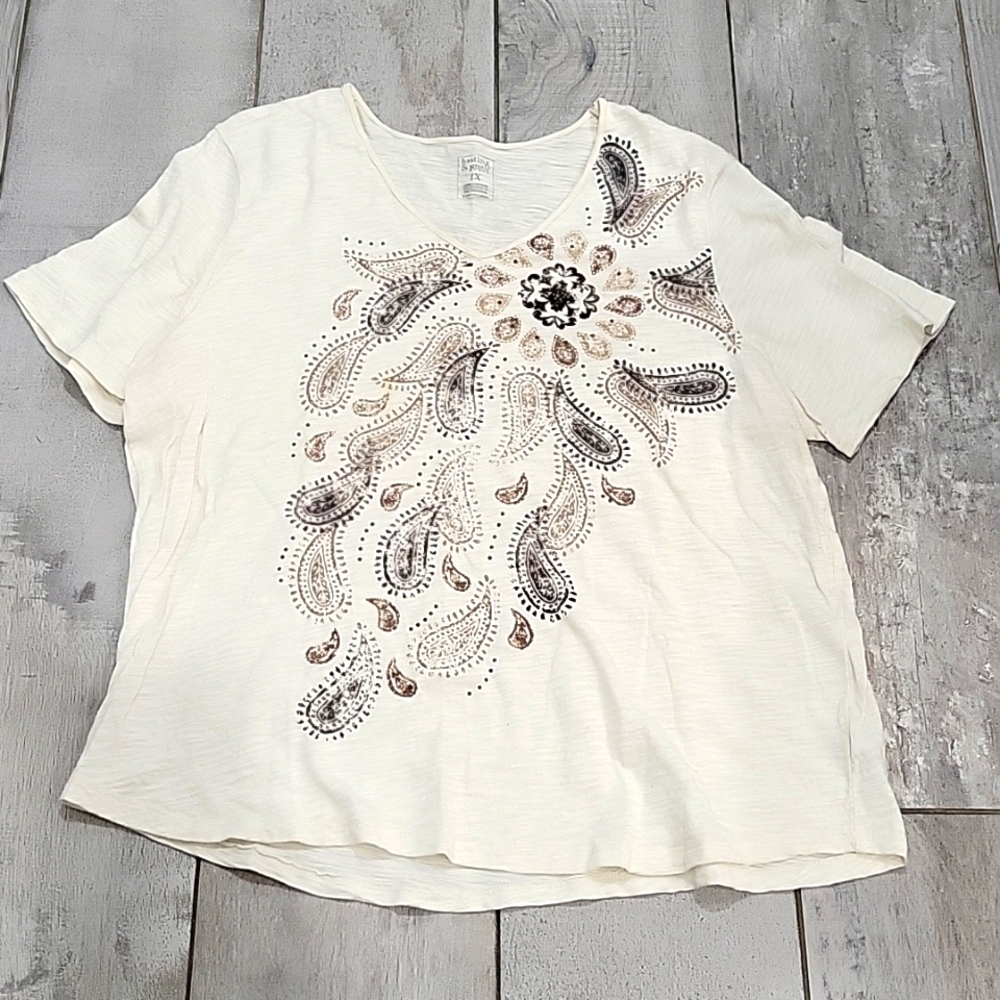 HASTING &SMITH short sleeve cream t-shirt size 1X #18